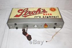 Vintage c. 1950 Stroh's Beer Gas Oil 2 Sided 19 Lighted Metal SignVery Nice