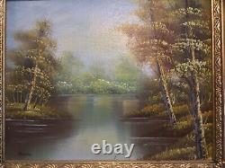 Vintage gilt framed original signed oil painting