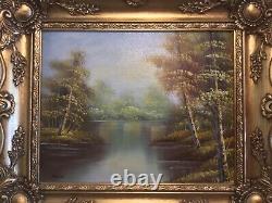 Vintage gilt framed original signed oil painting