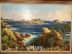 Vintage huge gilt framed original signed oil painting on Canvas South France