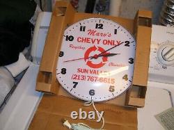 Vintage nos GM Chevrolet California Bone yard Clock sign chevy gas oil hot rod