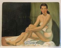 Vintage oil painting. 1940's nude woman. Original. Signed Helsinger