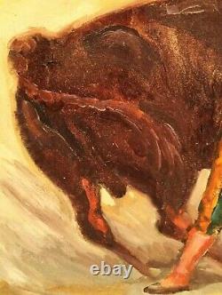 Vintage oil painting. Valencian Matador. Bullfighter. Mid century. By Persona