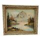 Vintage Oil Painting Signed S. Brandle, Mountain Landscape With Lake &
