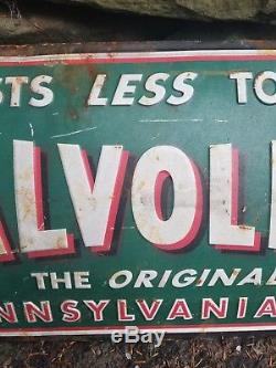 Vintage old Valvoline embossed motor oil metal sign gas station general store