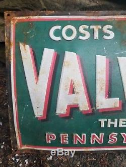 Vintage old Valvoline embossed motor oil metal sign gas station general store
