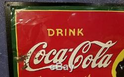 Vintage original 1941 Coca Cola metal sign 27x19 gas oil WW2 era great color