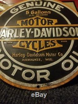 Vintage original Harley Davidson motorcycle motor oil sign metal gas rare Indian