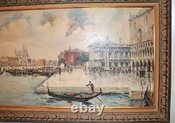 Vintage original P. Myers 1963 Venice Italy cityscape landscape oil painting