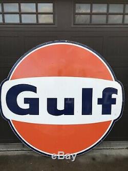 Vintage porcelain 6 Single Sided GULF gas oil auto sign
