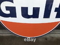 Vintage porcelain 6 Single Sided GULF gas oil auto sign