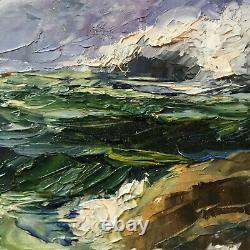 Vintage seascape coast hand painted original oil PAINTING beach small by Wilke