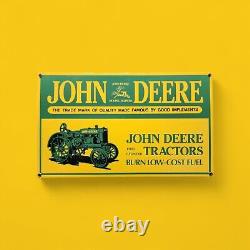 Vtg 15x9 in JOHN DEERE TRACTORS MOLINE IL. ADVERTISING SIGN HEAVY DIE CUT METAL