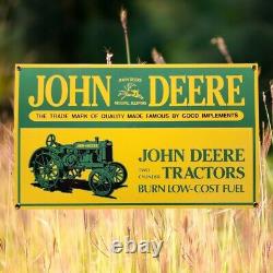 Vtg 15x9 in JOHN DEERE TRACTORS MOLINE IL. ADVERTISING SIGN HEAVY DIE CUT METAL