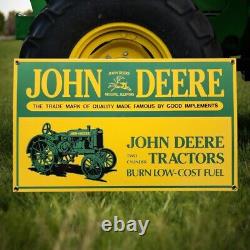 Vtg 15x9 in JOHN DEERE TRACTORS MOLINE IL. ADVERTISING SIGN HEAVY DIE CUT METAL