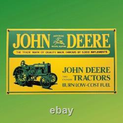 Vtg 15x9 in JOHN DEERE TRACTORS MOLINE IL. ADVERTISING SIGN HEAVY DIE CUT METAL