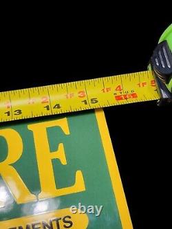 Vtg 15x9 in JOHN DEERE TRACTORS MOLINE IL. ADVERTISING SIGN HEAVY DIE CUT METAL