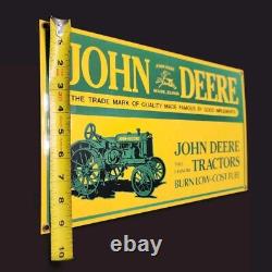 Vtg 15x9 in JOHN DEERE TRACTORS MOLINE IL. ADVERTISING SIGN HEAVY DIE CUT METAL