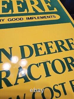 Vtg 15x9 in JOHN DEERE TRACTORS MOLINE IL. ADVERTISING SIGN HEAVY DIE CUT METAL