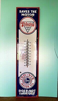 Vtg 1920s/30s Standard Oil Polarine Oil Porcelain Thermometer 6 Sign