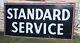 Vtg 1958 Standard Service Porcelain Gas Station Sign Gas Oil 8 X 4 Ssp Nice