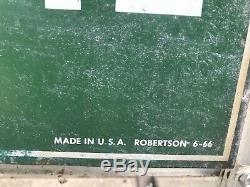 Vtg 1966 Quaker State Oil Hanging Enamel Metal Sign with Original Sidewalk Bracket