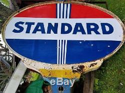 Vtg Antique Standard Oil Gas Pump Service Station Double Sided Porcelain Sign
