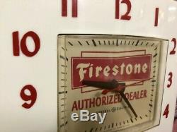 Vtg Ge Firestone Tire Dealer-old Advertising Gas Station Oil Wall Clock Sign