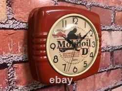 Vtg Ge Mobil Oil-gargoyle Old Motorcycle Gas Station Advertising Wall Clock Sign