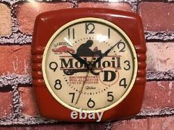Vtg Ge Mobil Oil-gargoyle Old Motorcycle Gas Station Advertising Wall Clock Sign