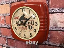 Vtg Ge Mobil Oil-gargoyle Old Motorcycle Gas Station Advertising Wall Clock Sign