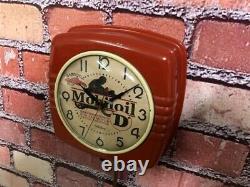 Vtg Ge Mobil Oil-gargoyle Old Motorcycle Gas Station Advertising Wall Clock Sign