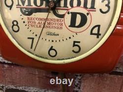 Vtg Ge Mobil Oil-gargoyle Old Motorcycle Gas Station Advertising Wall Clock Sign