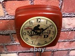 Vtg Ge Mobil Oil-gargoyle Old Motorcycle Gas Station Advertising Wall Clock Sign