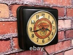 Vtg Ge Oilzum Oil-old Gas Station Advertising Display Wall Clock Sign-esso-mobil