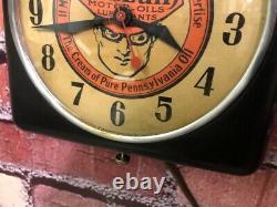 Vtg Ge Oilzum Oil-old Gas Station Advertising Display Wall Clock Sign-esso-mobil