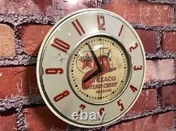 Vtg Ge Texaco Oil Fire Chief Old Gas Station Advertising Display Wall Clock Sign