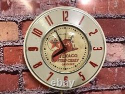 Vtg Ge Texaco Oil Fire Chief Old Gas Station Advertising Display Wall Clock Sign