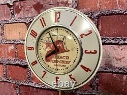 Vtg Ge Texaco Oil Fire Chief Old Gas Station Advertising Display Wall Clock Sign