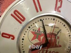 Vtg Ge Texaco Oil Fire Chief Old Gas Station Advertising Display Wall Clock Sign