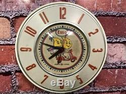 Vtg Ge-telechron Old Advertising Esso Oil-gas Station Garage Wall Clock Sign