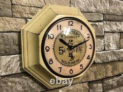 Vtg Gilbert Planters Peanuts Old Bar-pub Advertising Display Wall-oil Clock Sign