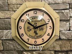 Vtg Gilbert Planters Peanuts Old Bar-pub Advertising Display Wall-oil Clock Sign