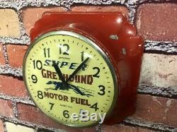 Vtg Ingraham Advertising Greyhound Fuel-oil Gas Station Garage Wall Clock Sign