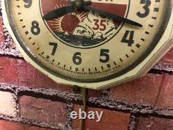 Vtg Ingraham Esso Oil Old Gas Station Advertising Display Wall Clock Sign Gulf