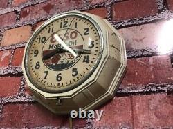 Vtg Ingraham Esso Oil Old Gas Station Advertising Display Wall Clock Sign Gulf