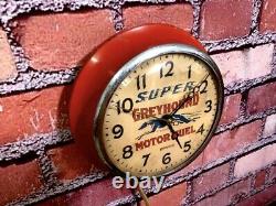 Vtg Ingraham Greyhound Oil-old Gas Station Advertising Wall Clock Sign Esso