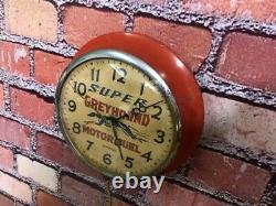 Vtg Ingraham Greyhound Oil-old Gas Station Advertising Wall Clock Sign Esso