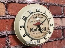 Vtg Ingraham Mobil Oil-gargoyle Old Gas Station Advertising Wall Clock Sign Gulf