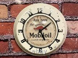 Vtg Ingraham Mobil Oil-gargoyle Old Gas Station Advertising Wall Clock Sign Gulf